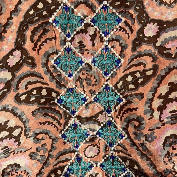 Sundance Sonora Embraces Silk Shirt Pink, Brown & Aqua Size Medium - Picture 6 of 13